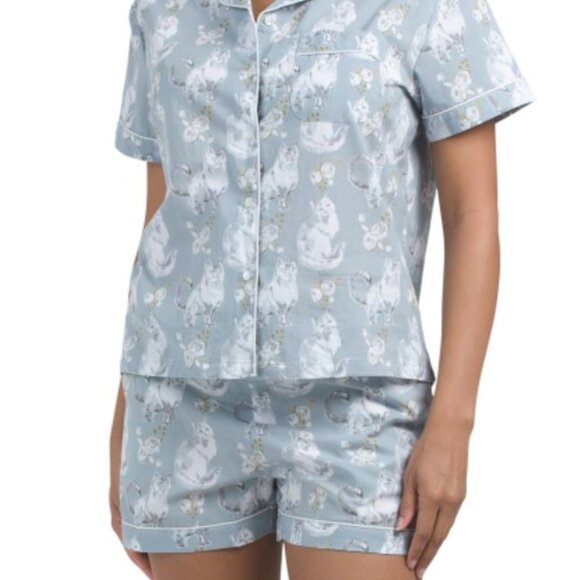 NWT CRAFTED BY MAHOGANY Organic Cotton Hermoine Cat Grey Pajama Set Size S - Picture 2 of 6